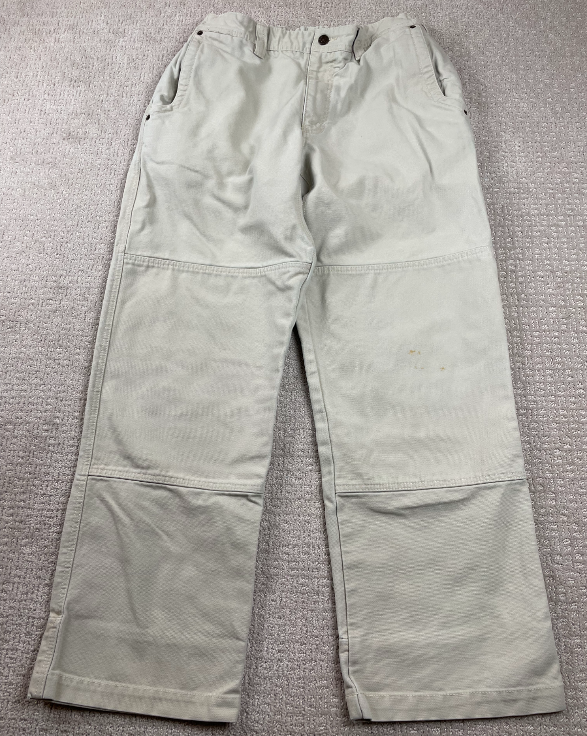 Vintage Eddie Bauer Pants Mens Size 38x32 Beige Double Knee Canvas Elastic Waist