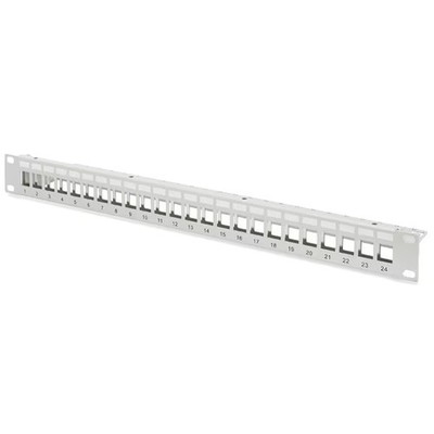 Assmann DN-91410 DIGITUS Modulares Patch Panel geschirmt 24-Port blank 1HE grau
