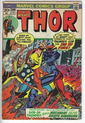 The Mighty Thor #208 (1973) 1st app Mercurio, 4th Dimensional Man - Vision - VG+