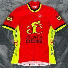Castelli M Atlanta Cycling Jersey Red Yellow Full Zip Club Bike