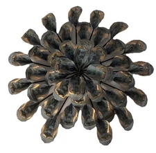 Decorative Metal Wall Art Flower With Blue & Gold/Bronze Color App-16”Diameter 