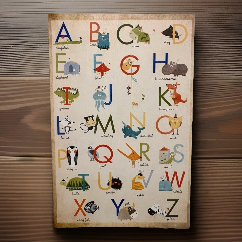 Arte de pared grande 24x36 alfabeto animal ABC lienzo decoración de guardería habitación infantil Foto 3 de 4