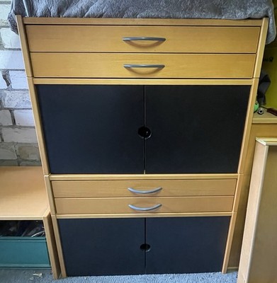 IKEA Effektiv Büro Möbel Rolloschrank  Buche Furnier,1 x Schrank für Hängeordner