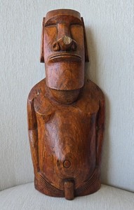 Vintage Carved Wood Moai Easter Island Rapa Nui South Pacific Polynesian Tiki