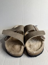 New with Box Birkenstock Arizona BS Fur Lined Desert Dust Grey Narrow Fit