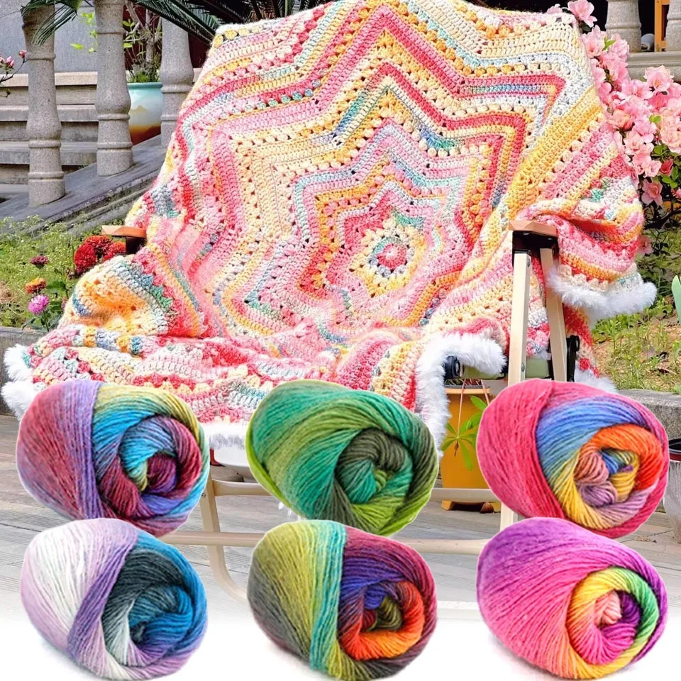 100% Pure Wool Yarn 50g/180m Gradient Color For Hand knit Crochet Soft DIY Scarf - Image 2 of 4