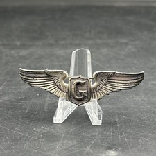WWII/WW2 US Army Air Forces Glider Pilot Badge Wings Sterling Silver Pinback -EL