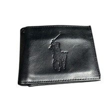 Polo Ralph Lauren bifold wallet Big Pony black embossed leather 4.5x3.5