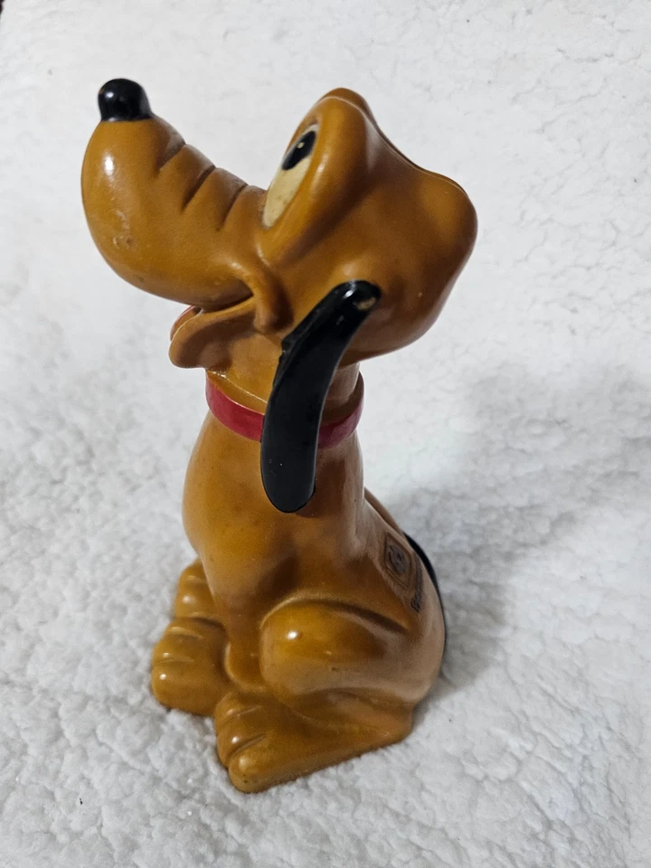 Vintage Banamex Vinilos Romay Pluto Piggie Doggie Bank 8.5" Brown Disney Cartoon - Image 3 of 4