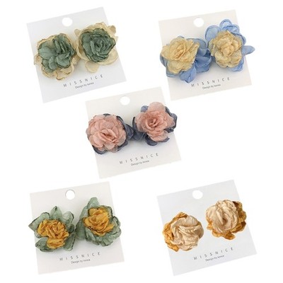 Fashion Large Cloth Flower Earrings Simple Floral Stud Earrings Wedding Jewelry