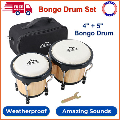 Bongo Drum 4  And 5  Set For Adults Kids Beginners Professionals Tunable Wood