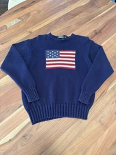 Polo Ralph Lauren Heavyweight Knit Flag Sweater XLarge Cotton USA 80s RARE