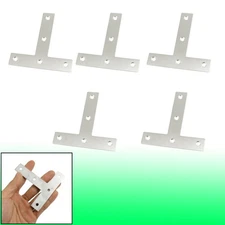 5 Pcs 80mm x 80mm T Shaped Angle Corner Plate Bracket Silver Tone