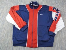 Nike Track Jacket Mens Large Blue Red White Full Zip Logo Retro Style