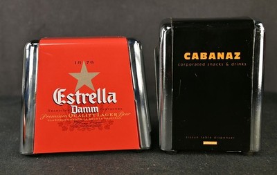 Pair of VINTAGE Retro Diner Style Table Napkin Holders Estrella Damm & Cabanaz
