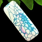 Blue White Fire Dragon Veins Agate Oblong Pendant Bead 50x20x6mm H21287