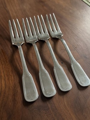 4 Guy Degrenne Stainless Steel Dessert Salad Fish Forks PERLES -Made in France 