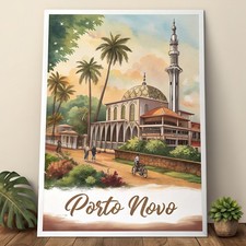 Listing image for Vibrant Porto-Novo Benin Cityscape Travel Poster - African Culture Art Print mor