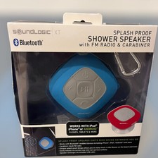 SoundLogic Bluetooth Shower Speaker with FM Radio and Carabiner in Blue