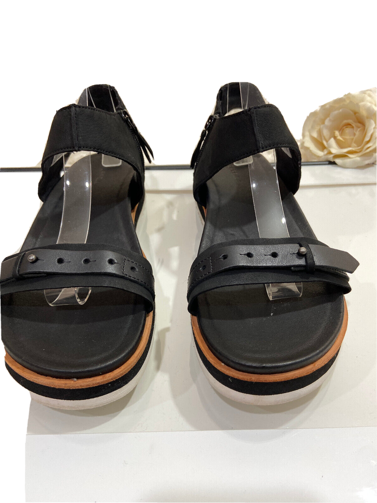 Merrell Sandali Donna Cena Cuscino Cerniera Pelle Nera Supporto Arco S 10M