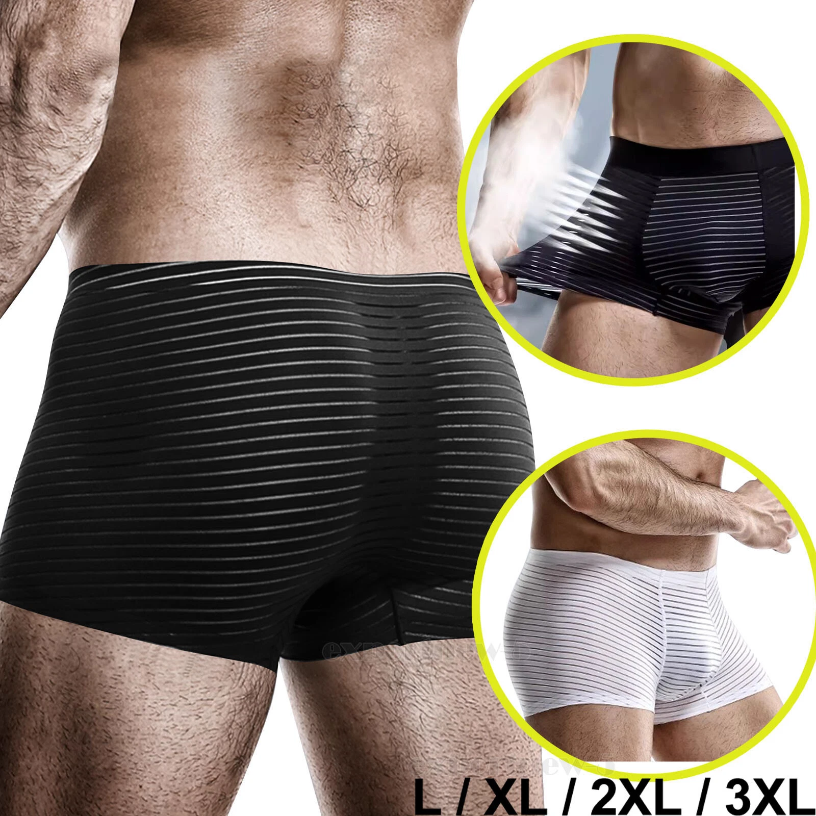 3 Pack Mens Underwear Boxer Briefs Ice Silk Shorts Panties Mesh Pouch Underpants