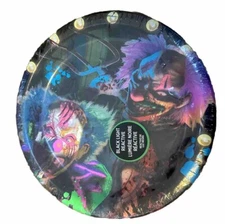 New~Party Blacklight Paper Plates~Freak Show Killer Scary Clowns~Halloween