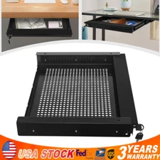 Slide Out Under Desk Keyboard Tray Pull Out Keyboard Drawer Shelf Vented Design