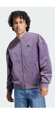 Adidas Originals Men's Embossed Reversible Velour Jacket HY1284 Size XL Violet