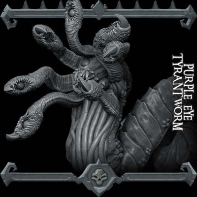 LILA AUGE TYRANN WURM Insekt Harz 3D gedruckt Fantasy Miniatur D&D Tabletop RP