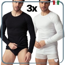 Set 3 Maglia Intimo Uomo in Caldo Cotone Felpato 100% Manica Lunga Maglietta Ter
