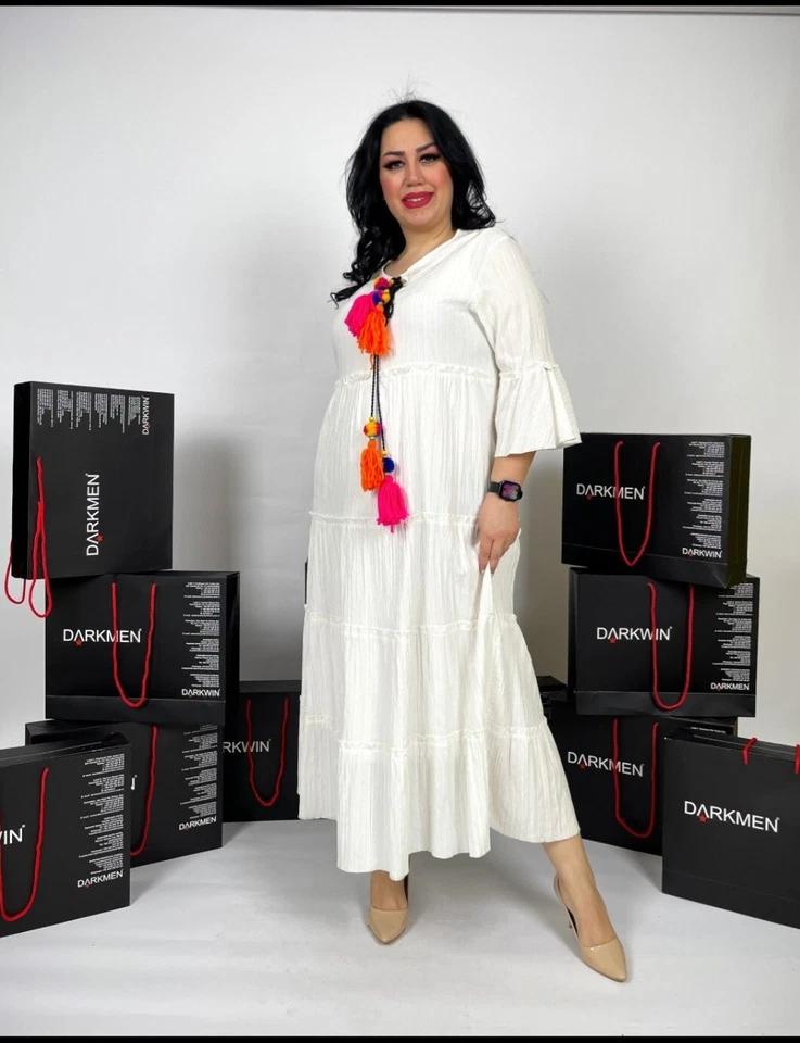 Brend Nuevo Diseñador Madam LUCKY VESTIDO DE VERANO Algodón Talla Grande US14/18 Talla Única Foto 2 de 4