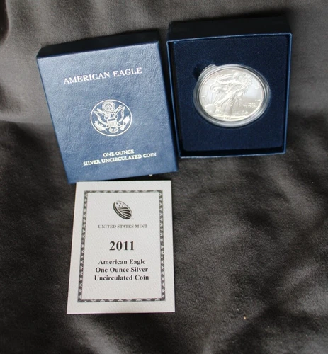2011 W BURNISHED SILVER EAGLE IN ORIGINAL MINT BOX WITH COA.  FREE SHIPPING