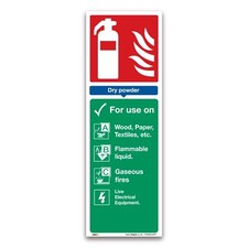 Dry Powder Fire Extinguisher Instruction Sign, 300x100mm, Plastic - Fire Safety