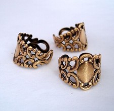 Ring Base Adjustable Filigree Setting Antique Brass Made in USA-2pcs.