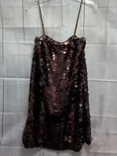 NWT! A New Day Brown Sequin Party Shift Dress Size Medium Spaghetti Strap (CL)
