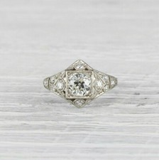 1.47CT White Round Cut CZ Antique Engagement Ring In Solid 925 Sterling Silver