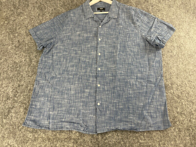 Jacamo Shirt Mens 3XL Button Up Chambray Denim Cotton Blue Short Sleeve N38