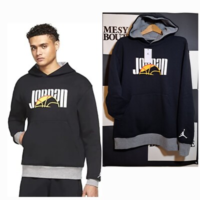 Mens Nike Jordan Sport DNA HBR Pullover Hoodie Fleece Black Grey DC9639-010 