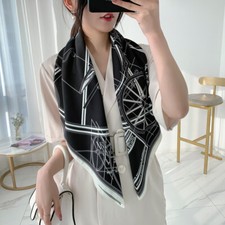 Imitate Twill Silk Scarf Women Fashion Carriage Print Shawl Hijab Bandana 90cm