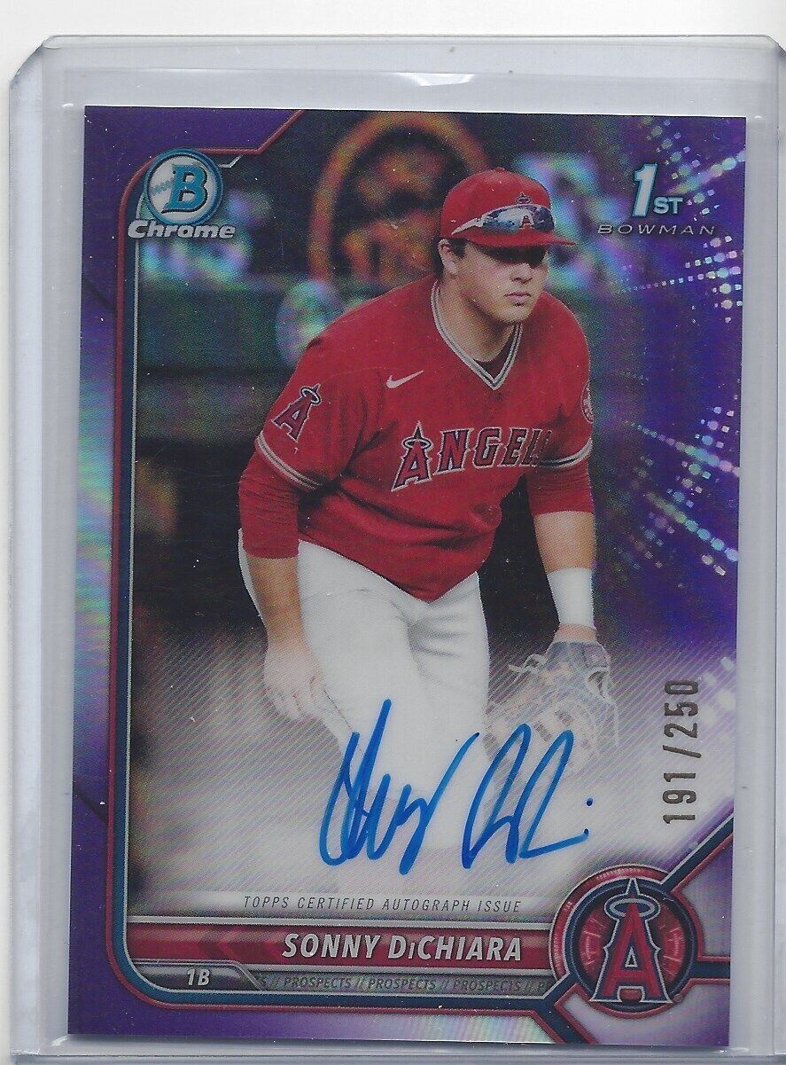 SONNY DICHIARA 2022 BOWMAN DRAFT CHROME 1ST PURPLE REFRACTOR AUTO #D 191/250