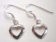Small Heart 925 Sterling Silver Earrings Dangle