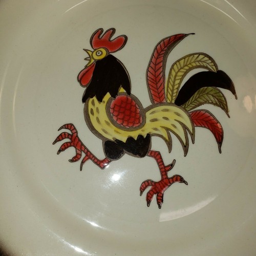 Piatto gallo rosso Metlox Poppy Trail vintage anni '50 dieci pollici - Foto 7 di 8