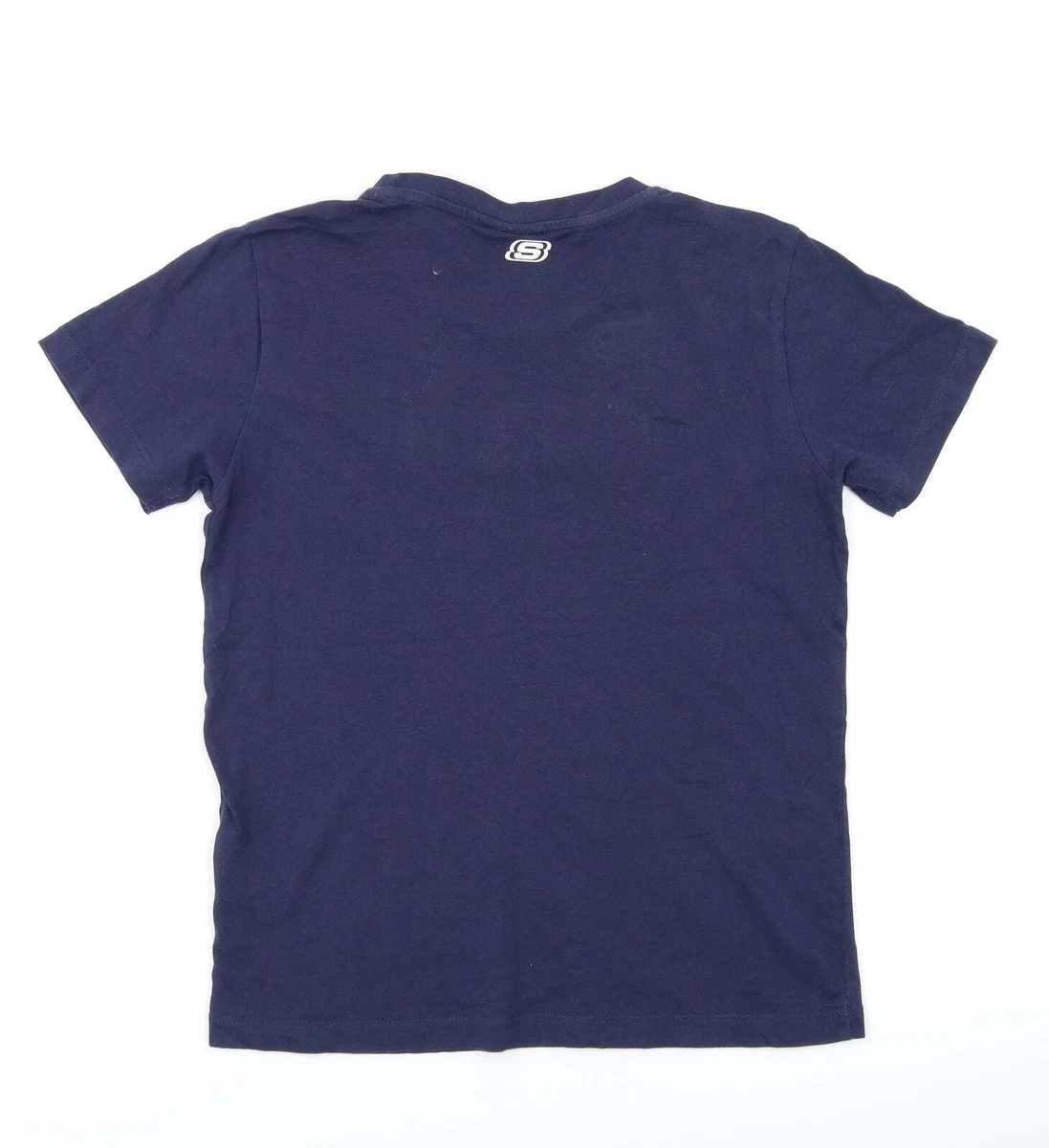 Skechers Boys Blue 100 Cotton Basic T Shirt Size 10 11 Years Crew Neck