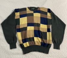 Vintage Orvis Crewneck Sweater - Colorblock Geometric Pattern Green Size M