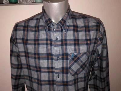 chemise à carreaux bleus MARLBORO CLASSICS taille XL custom fit EXCELLENT ÉTAT - Photo 1/3