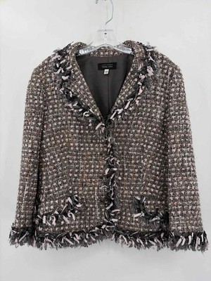 Pre-Owned Rickie Freeman Teri Jon Pink Size 14 Tweed Blazer Button Jacket