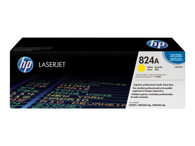 Toner HP 824A LaserJet jaune à haute brillance pour des graphiques nets
