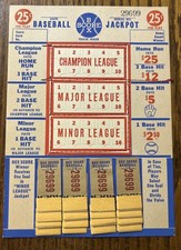 Old Vintage 1940's - BASEBALL JACKPOT - PUNCH BOARD - Box Score Baseball