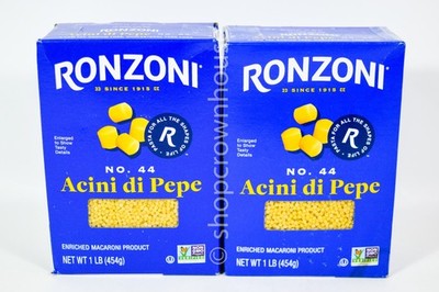 2 Ronzoni no. 44 Acini Di Pepe Macaroni NON GMO 16 oz box 01/28/2027