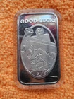 One Troy Ounce Oz. .999 Fine Silver Bar, "Good Luck" Gambling Casino Dice Cards